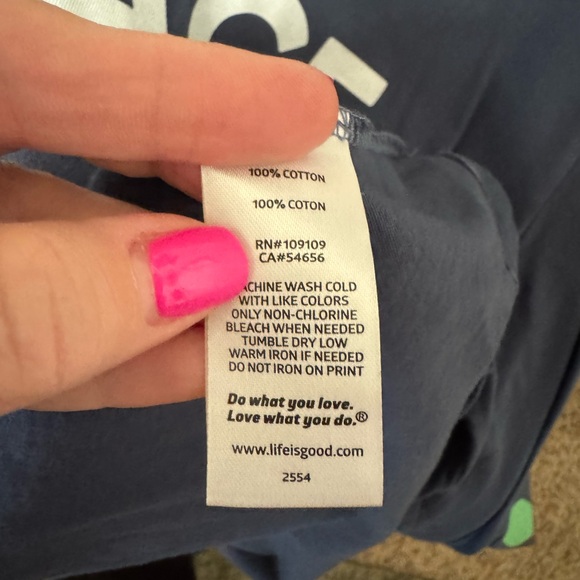 Life Is Good Navy Crewneck Tee with Motivational Patch - Picture 6 of 7